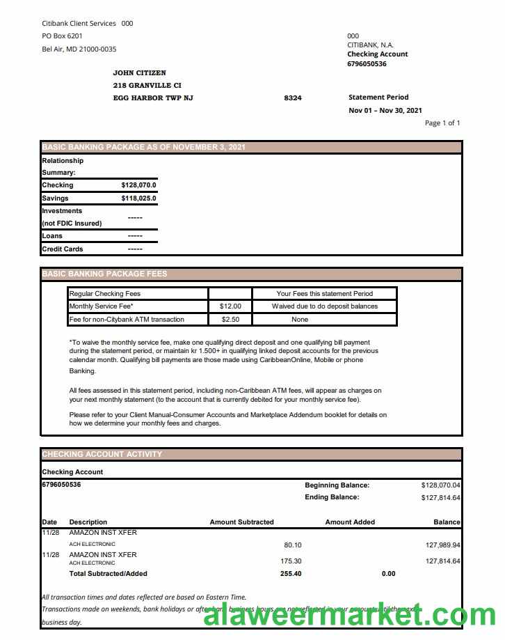 USA City Bank excel pdf